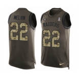 Men's Nike Oakland Raiders #22 Rashaan Melvin Limited Green Salute to Service Tank Top NFL Jersey