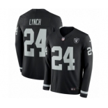 Men's Nike Oakland Raiders #24 Marshawn Lynch Limited Black Therma Long Sleeve NFL Jersey