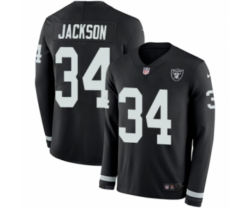 Men's Nike Oakland Raiders #34 Bo Jackson Limited Black Therma Long Sleeve NFL Jerse