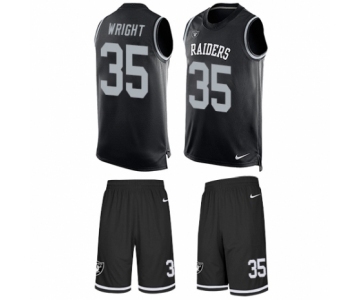 Men's Nike Oakland Raiders #35 Shareece Wright Limited Black Tank Top Suit NFL Jersey