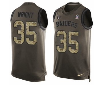 Men's Nike Oakland Raiders #35 Shareece Wright Limited Green Salute to Service Tank Top NFL Jersey