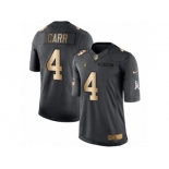 Men's Nike Oakland Raiders #4 Derek Carr Limited Black Gold Salute to Service NFL Jersey