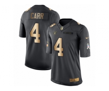 Men's Nike Oakland Raiders #4 Derek Carr Limited Black Gold Salute to Service NFL Jersey