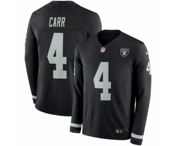 Men's Nike Oakland Raiders #4 Derek Carr Limited Black Therma Long Sleeve NFL Jersey