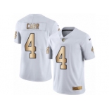 Men's Nike Oakland Raiders #4 Derek Carr Limited White Gold Rush NFL Jersey