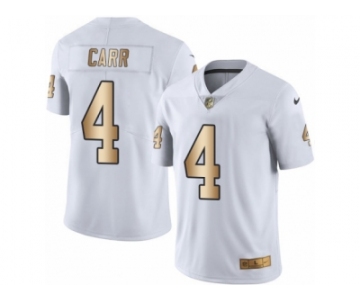 Men's Nike Oakland Raiders #4 Derek Carr Limited White Gold Rush NFL Jersey