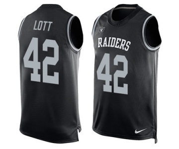 Men's Nike Oakland Raiders #42 Ronnie Lott Limited Black Player Name & Number Tank Top NFL Jersey