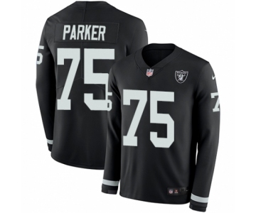 Men's Nike Oakland Raiders #75 Brandon Parker Limited Black Therma Long Sleeve NFL Jersey