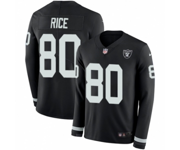 Men's Nike Oakland Raiders #80 Jerry Rice Limited Black Therma Long Sleeve NFL Jersey