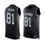 Men's Nike Oakland Raiders #81 Tim Brown Limited Black Player Name & Number Tank Top NFL Jersey