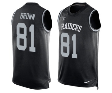 Men's Nike Oakland Raiders #81 Tim Brown Limited Black Player Name & Number Tank Top NFL Jersey