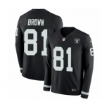 Men's Nike Oakland Raiders #81 Tim Brown Limited Black Therma Long Sleeve NFL Jersey