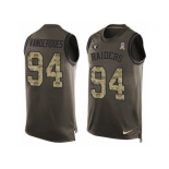 Men's Nike Oakland Raiders #94 Eddie Vanderdoes Limited Green Salute to Service Tank Top NFL Jersey