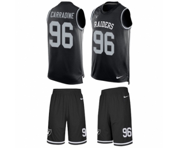 Men's Nike Oakland Raiders #96 Cornellius Carradine Limited Black Tank Top Suit NFL Jersey