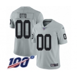 Men's Oakland Raiders #00 Jim Otto Limited Silver Inverted Legend 100th Season Football Jersey