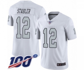 Men's Oakland Raiders #12 Kenny Stabler Limited White Rush Vapor Untouchable 100th Season Football Jersey