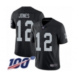 Men's Oakland Raiders #12 Zay Jones Black Team Color Vapor Untouchable Limited Player 100th Season Football Jersey