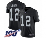 Men's Oakland Raiders #12 Zay Jones Black Team Color Vapor Untouchable Limited Player 100th Season Football Jersey