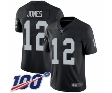 Men's Oakland Raiders #12 Zay Jones Black Team Color Vapor Untouchable Limited Player 100th Season Football Jersey