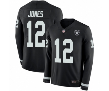 Men's Oakland Raiders #12 Zay Jones Limited Black Therma Long Sleeve Football Jersey