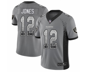 Men's Oakland Raiders #12 Zay Jones Limited Gray Rush Drift Fashion Football Jersey