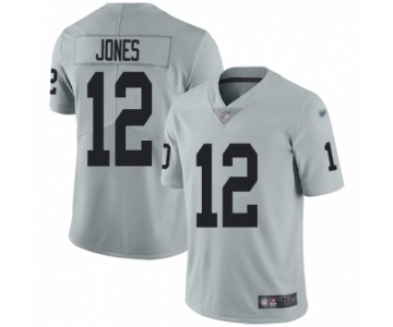 Men's Oakland Raiders #12 Zay Jones Limited Silver Inverted Legend Football Jersey