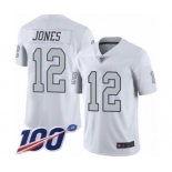 Men's Oakland Raiders #12 Zay Jones Limited White Rush Vapor Untouchable 100th Season Football Jersey