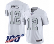 Men's Oakland Raiders #12 Zay Jones Limited White Rush Vapor Untouchable 100th Season Football Jersey