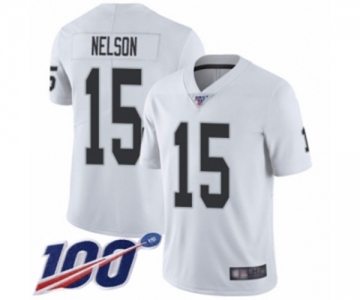 Men's Oakland Raiders #15 J. Nelson White Vapor Untouchable Limited Player 100th Season Football Jersey