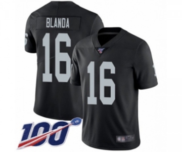 Men's Oakland Raiders #16 George Blanda Black Team Color Vapor Untouchable Limited Player 100th Season Football Jersey