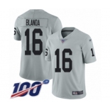 Men's Oakland Raiders #16 George Blanda Limited Silver Inverted Legend 100th Season Football Jersey