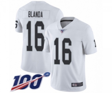 Men's Oakland Raiders #16 George Blanda White Vapor Untouchable Limited Player 100th Season Football Jersey