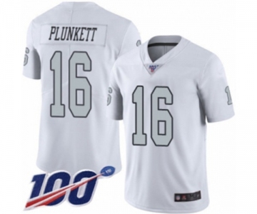 Men's Oakland Raiders #16 Jim Plunkett Limited White Rush Vapor Untouchable 100th Season Football Jersey