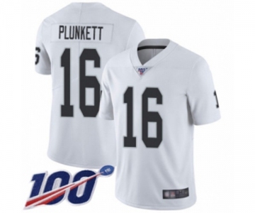 Men's Oakland Raiders #16 Jim Plunkett White Vapor Untouchable Limited Player 100th Season Football Jersey