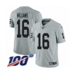 Men's Oakland Raiders #16 Tyrell Williams Limited Silver Inverted Legend 100th Season Football Jersey