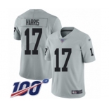 Men's Oakland Raiders #17 Dwayne Harris Limited Silver Inverted Legend 100th Season Football Jersey