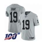 Men's Oakland Raiders #19 Ryan Grant Limited Silver Inverted Legend 100th Season Football Jersey