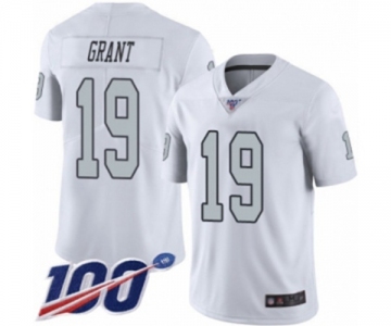 Men's Oakland Raiders #19 Ryan Grant Limited White Rush Vapor Untouchable 100th Season Football Jersey