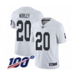 Men's Oakland Raiders #20 Daryl Worley White Vapor Untouchable Limited Player 100th Season Football Jersey