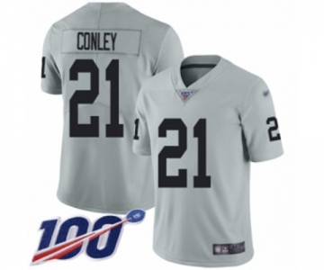 Men's Oakland Raiders #21 Gareon Conley Limited Silver Inverted Legend 100th Season Football Jersey