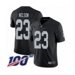 Men's Oakland Raiders #23 Nick Nelson Black Team Color Vapor Untouchable Limited Player 100th Season Football Jersey