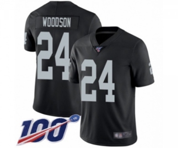 Men's Oakland Raiders #24 Charles Woodson Black Team Color Vapor Untouchable Limited Player 100th Season Football Jersey