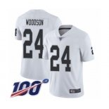 Men's Oakland Raiders #24 Charles Woodson White Vapor Untouchable Limited Player 100th Season Football Jersey