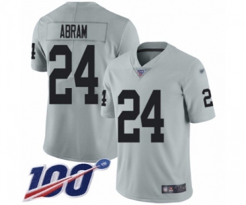 Men's Oakland Raiders #24 Johnathan Abram Limited Silver Inverted Legend 100th Season Football Jersey