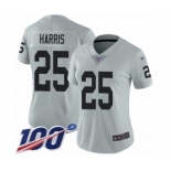 Men's Oakland Raiders #25 Erik Harris Limited Silver Inverted Legend 100th Season Football Jersey