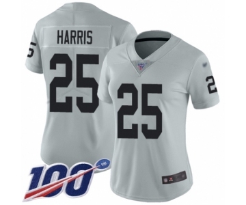 Men's Oakland Raiders #25 Erik Harris Limited Silver Inverted Legend 100th Season Football Jersey