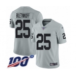 Men's Oakland Raiders #25 Fred Biletnikoff Limited Silver Inverted Legend 100th Season Football Jersey