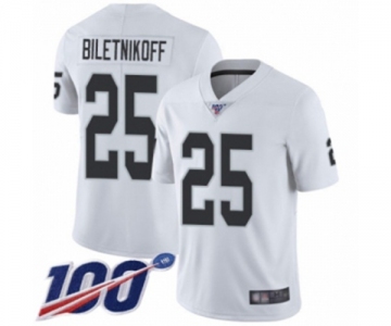 Men's Oakland Raiders #25 Fred Biletnikoff White Vapor Untouchable Limited Player 100th Season Football Jersey