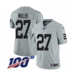 Men's Oakland Raiders #27 Trayvon Mullen Limited Silver Inverted Legend 100th Season Football Jersey