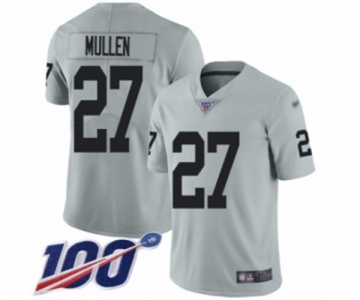 Men's Oakland Raiders #27 Trayvon Mullen Limited Silver Inverted Legend 100th Season Football Jersey